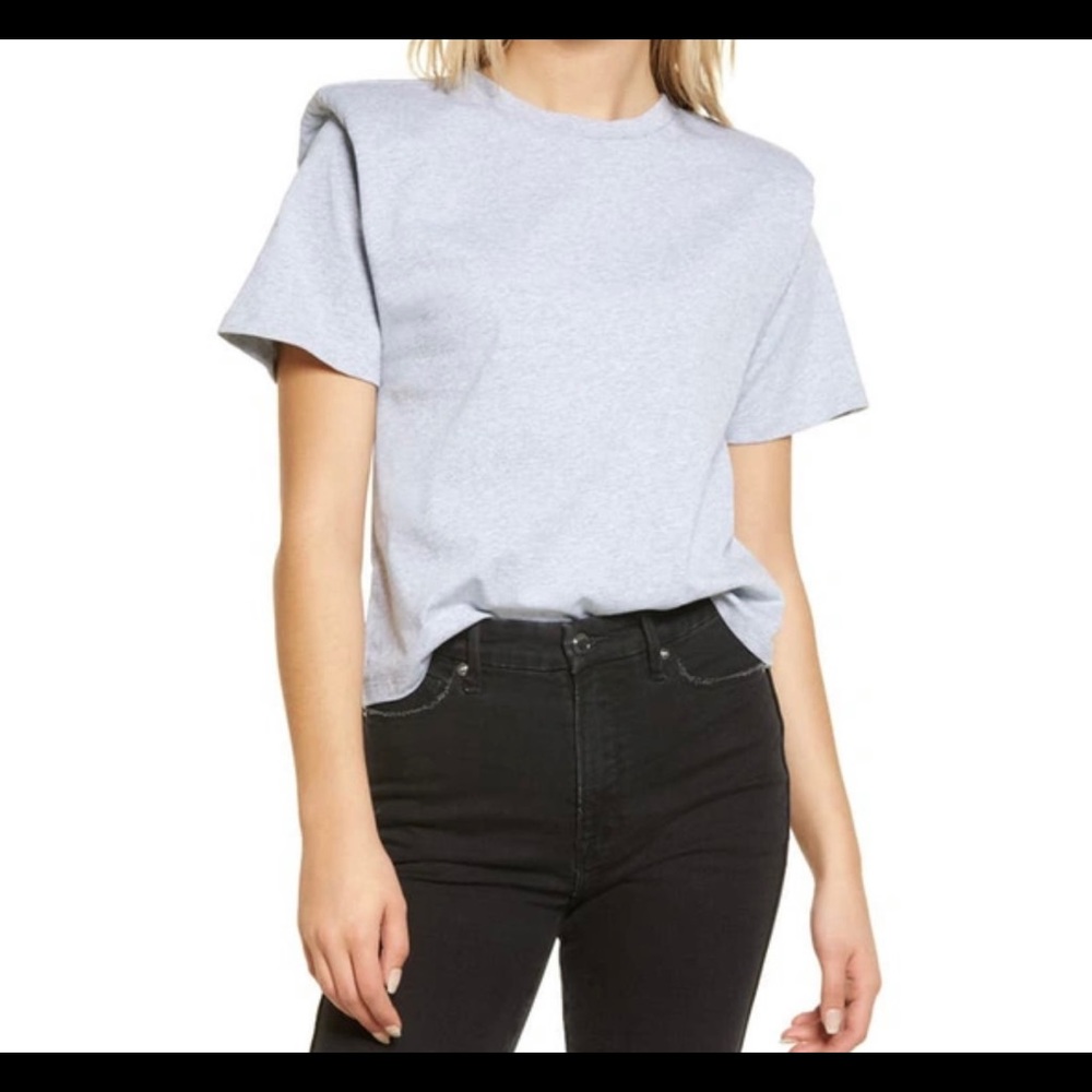 Endless Rose Shoulder Pad T-Shirt in Grey